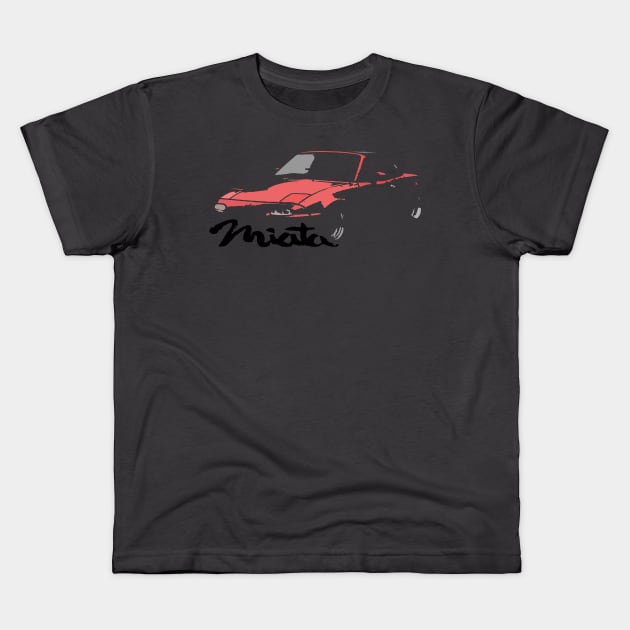 Miata MX5 I NA Red Cutout Kids T-Shirt by CharlieCreator